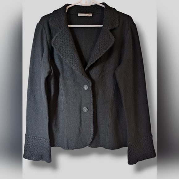 Classiques Entier Black 100% Wool V-Neck Button Front Blazer Coat Classy Evening - Picture 1 of 10